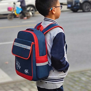 Balo học sinh TN.Bags xanh đen phối đỏ – Balo tiểu học có nắp siêu nhẹ nhiều ngăn cao cấp cho bé năng động TNB3016