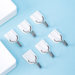 Combo set 6 móc treo dán tường đa năng chịu lực có sẵn keo dán màu trắng Deli - Nhiều kích cỡ - Phù hợp cho nhà tắm, nhà bếp - 19350