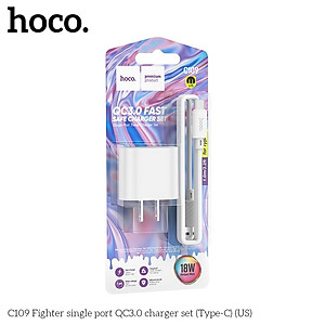 Bộ sạc nhanh 18W Hoco C12Q/C109 TypeC/MicroUsb hỗ trợ QC3.0 sạc nhanh 0-50% Pin Trong 30p dây sạc dài 1m - Hàng chính hãng