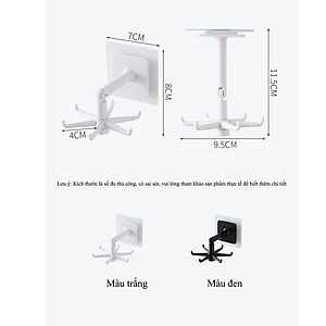 Móc dán tường - Dán kệ tủ nhà bếp - Phòng tắm - Móc treo tròn có nhiều móc con giúp treo được nhiều đồ - Màu đen - Màu trắng