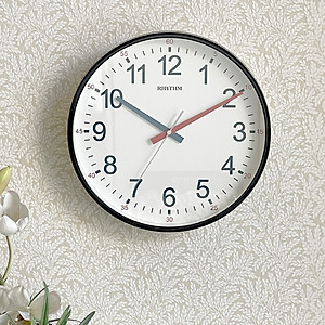 Đồng hồ treo tường Nhật Bản Rhythm CMG599NR02- Kt 30.6 x 4.0cm, 630g Vỏ nhựa. Dùng Pin.