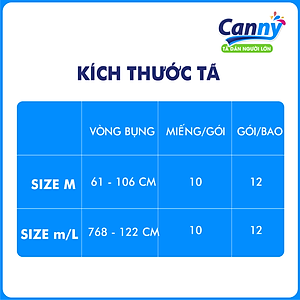 Combo 3 gói Tã Dán Người Lớn Canny Siêu Mềm, Siêu Thấm, Kháng Khuẩn Size M10, M/L10 (10miếng)