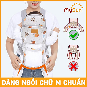 Điệu địu vải cho em bé sơ sinh 4 tư thế có đỡ cổ đa năng an toàn 1 2 3 4 5 6 12 tháng tuổi MySun