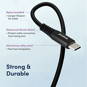 Dây sạc type C To C PROLiNK GCC_100_01 dài 2M, sạc siêu nhanh 100W, dành cho iPad, Macbook, Laptop, Samsung - Hàng chính hãng