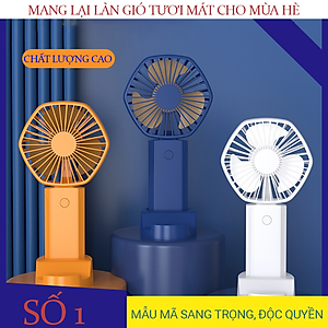 Quạt Cầm Tay Mini Tích Điện Teement , Có Giá Đở Điện Thoại, Sạc USB Di Động Tiện Lợi, Phiên Bản Nâng Cấp - Hàng Chính Hãng