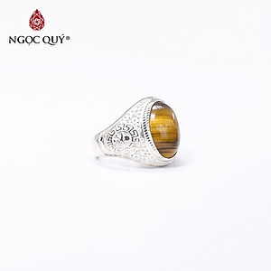 Nhẫn bạc nam mắt đá thạch anh mắt hổ ni19 mệnh thổ, kim - Ngọc Quý Gemstones