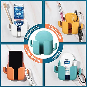 Giá Để Điện Thoại Dán Tường Đa Năng Đựng Điều Khiển Remote Màu Trắng Keo Siêu Dính Tiện Lợi