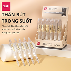 Bút Chì Kim Cơ Học Vỏ Trong Suốt 0.5mm 0.7mm Deli - Cao Cấp Kèm Đầu Tẩy Dành Cho Học Sinh Văn Phòng - SH102 SH103 SH112 SH113