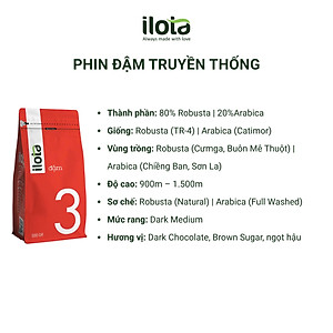 Cà phê ILOTA 3 ĐẬM rang xay nguyên chất dạng xay mộc Arabica Robusta gói 500gr