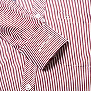 Áo Sơ Mi Nam Công Sở Trung Niên Thương Hiệu Anton Dài Tay Kẻ Sọc Đỏ Vải Cotton Mã AC153