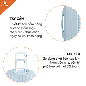 Vali Du Lịch Bamozo 8812 Thời Trang Màu Xanh Nhạt Size 20/24 Chất Liệu Nhựa ABS Bền Đẹp Bảo Hành 5 Năm