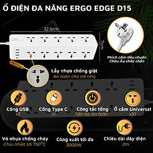 Ổ cắm điện đa năng Ergo Edge DandiHome an toàn chống cháy chống giật, bảo hành 12 tháng
