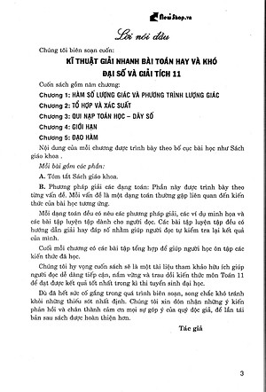 Sách Kĩ Thuật Giải Nhanh Bài Toán Hay Và Khó Đại Số Giải Tích 11