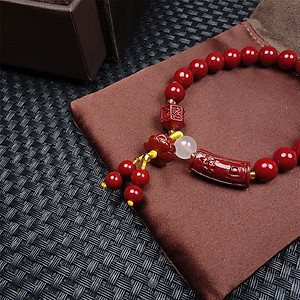 VÒNG TAY CHU SA NHƯ Ý CÁT TƯỜNG KHẮC LỤC TỰ OM MANI VÀ HOA SEN