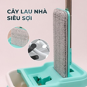 Bộ Lau Nhà MyJae Đài Loan Sợi Fiber Xoay 360 Độ Thông Minh 125cm