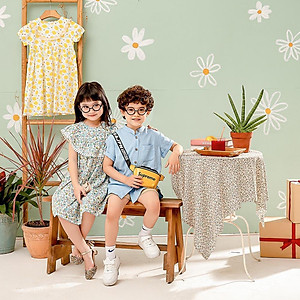 Váy đầm bé gái hè thu 1 lớp xinh mát hoa nhí đắp bèo viền ren hàng thiết kế MamLa