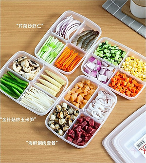 Khay đựng thực phẩm chia 4 ngăn có nắp đậy Nakaya 710ml hàng Made in Japan #K154