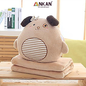 Chăn Gối Văn Phòng 3 Trong 1 Gấu Nâu Độc Đáo Kiểu Dành Cho Nữ Dùng Để Ngủ Trưa Tại Văn Phòng, Tựa Lưng Và Gấu Bông Dùng Để Trang Trí