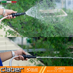 Bộ Vòi Tưới Cây, Vòi Rửa Xe Claber Aquapony Kit 8884, 15 mét, vòi xịt 2 chế độ, 4 khớp nối nhanh, 1 đầu nối vòi nước