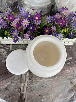 Hủ đưng tro cốt đá cẩm thạch trắng - Cao 25 cm