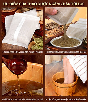 Bịch 28 Vị Thảo Dược Ngâm Chân Túi Lọc Đông Y 650g Tán Bột Thải Độc Giảm Stress Ngủ Ngon Chống Hôi Chân 