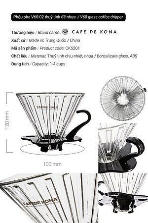 Bộ combo pha cà phê V60 02 màu đen đẳng cấp CAFE DE KONA