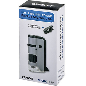  Kính hiển vi bỏ túi cao cấp Carson MicroFlip MP-250 (Phóng đại 100x -250x) có đèn tia cực tím UV kiểm tra tiền - Hàng chính hãng