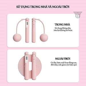 Dây Nhảy Thể Thao Lõi Thép Cao Cấp Teement Tự Động Đếm Số, Tích Hợp Đo Calo, Quãng Đường, Độ Dài Dây Tùy Chỉnh - Kèm Bóng Xoay Và Tạ Điều Chỉnh Khối Lượng, Có Tay Cầm Chống Trượt Tiện Lợi - Hàng Chính Hãng