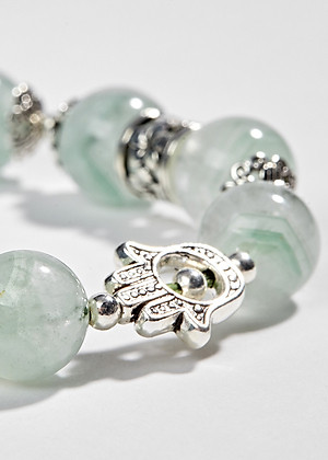 Vòng Thạch Anh Xanh Phối Charm Chuông Bạc (8mm)