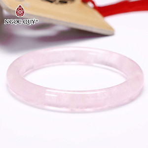 Vòng tay liền khối đá thạch anh hồng bản tròn mệnh hỏa. thổ - Ngọc Quý Gemstones