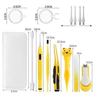 Bộ đầy đủ dụng cụ lấy ráy tai, rỉ mũi, cắt móng cho bé kèm hộp đựng da cao cấp
