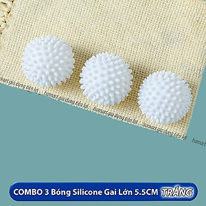 COMBO 3 Bóng Giặt Silicon Cầu Gai Chống Nhăn Quần Áo Quả Banh To 5.5CM Hamart Giặt Sạch Vượt Trội