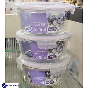 Bộ 3 Thố thủy tinh tròn Lock&Lock LLG831 650ml