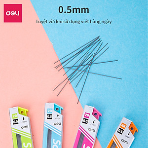 Ruột Bút Chì 0.5Mm Deli, Xanh Dương/Cam/Xanh Lục/Hồng - 2 Ống - E7003