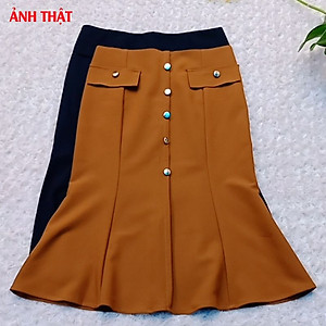 Chân Váy Công Sở Dáng Váy Chữ A Dài Qua Gối Chất Vải Kai Thun Co Giãn CV0084