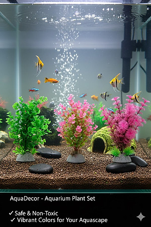 Cây Nhựa Trang Trí Bể Cá Thủy Sinh Lớn Tím Hồng Cao 20cm (Mã PK01)