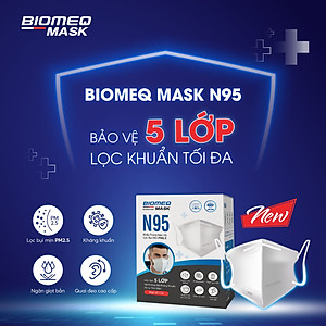 Hộp 30 chiếc KHẨU TRANG N95 CHÍNH HÃNG Không van 5 lớp BIOMEQ mask - KHÁNG KHUẨN - Chống bụi mịn - Khẩu trang bảo hộ N95 