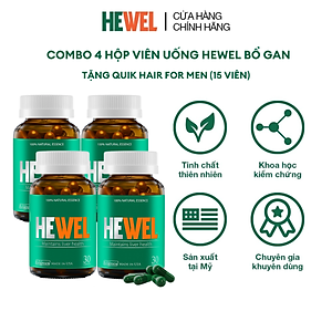 [Tặng Qik Hair Nam 15v] Combo 4 Hộp 30v -  Viên Uống Bổ Gan Hewel Ecogreen – Giải Độc Gan Mát Gan, Hỗ Trợ Tiêu Hóa