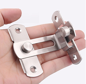 Then Chốt Cài Cửa Hình Chữ L KUNBE, Chốt Khóa Cài Cửa Góc Vuông 90 Độ Bằng Thép Không Gỉ, An Toàn Tiện Lợi Nhiều Kích Thước