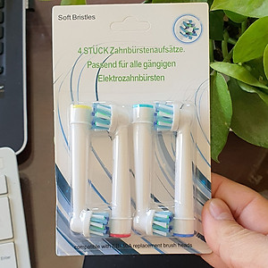 Cho máy Oral B Braun Cross Action EB-50A, Set Bộ 4 đầu bàn chải đánh răng điện đánh tan mảng bám