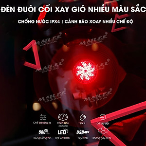 Đèn hậu cảnh báo xe đạp gắn sau CỐI XAY GIÓ AQ-113 dung lượng 500mAh 8 chế độ cảnh báo, sạc USB, chống nước IPX4 - Mai Lee