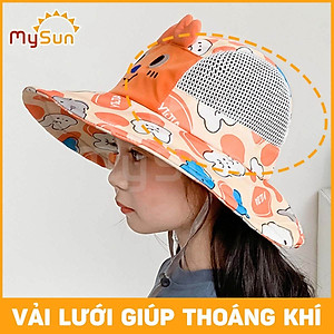Nón mũ chống che nắng cho bé gái, trai vành rộng vải lưới thoáng khí MySun