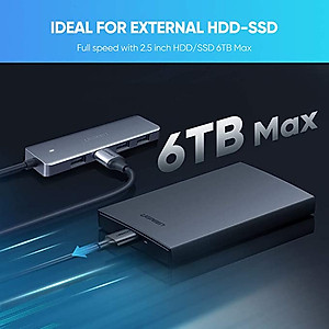 Bộ chuyển đổi USB Type-C sang Hub USB 3.0 4 cổng hỗ trợ cổng nguồn Micro USB 5V UGREEN CM164 70336 - Hàng chính hãng