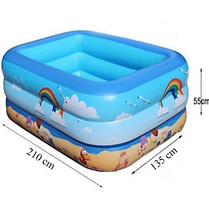 Bể Bơi Bơm Hơi Trẻ Em 3 Tầng Dày Kích Thước 210*135*60 cm Tặng Bơm ( Giao Ngẫu Nhiên )