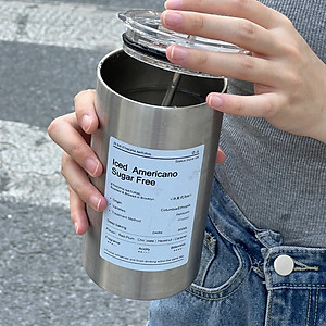 Ly Giữ Nhiệt Inox 304 600ml Độ Bền Cao Tặng Kèm Ống Hút Inox Và Túi Đựng Ly Trong Suốt - Chính Hãng