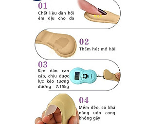 Bộ 2 cặp lót giày 4D bảo vệ gót chân và chống tuột gót giày (loại bầu) 1 CẶP KEM VÀ 1 CẶP ĐEN