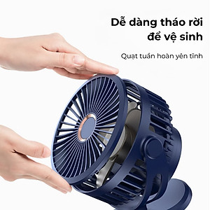 Quạt Kẹp Tích Điện Xoay Tự Động, Pin Trâu 18000mAh, Kích thước 16,5cm, không tiếng ồn, Siêu bền [Bảo hành 1 năm]