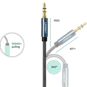 Dây nối dài dây loa 3,5mm (Cáp AV nối dài 1 đầu đực 1 đàu cái) mạ vàng Chính Hãng Ugreen - Từ 1,5m đến 5m