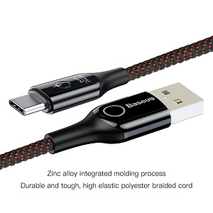 Dây Cáp sạc Type-C tự ngắt Baseus C Shape Light (2.4A, LED, Intelligent power-off) -  Hàng chính hãng