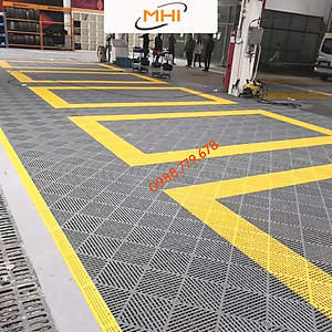 [COMBO 11] Thảm nhựa lót sàn gara ô tô MHI - Cao 2.5 cm / trung tâm chăm sóc xe ô tô, khu vực rửa xe ô tô